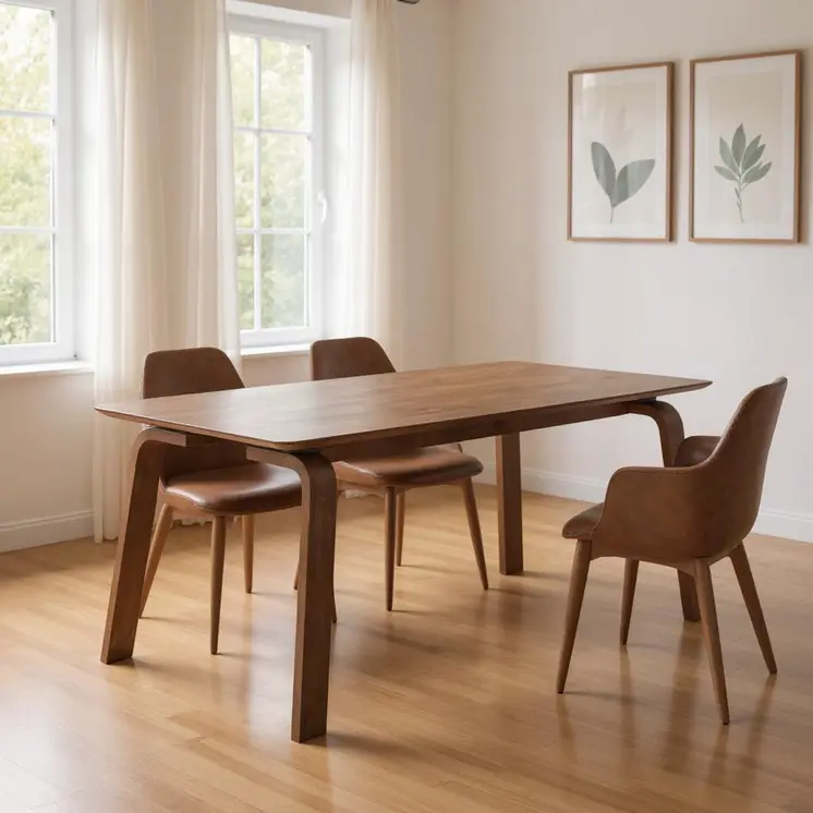 63" Walnut Wood Dining Table