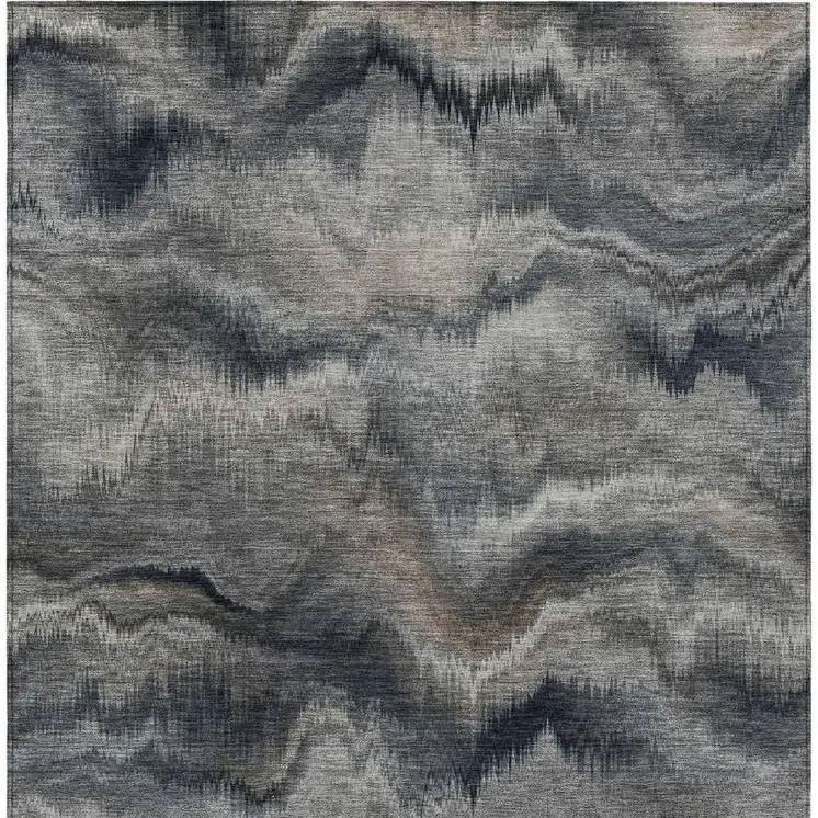 8' X 10' Gray And Silver Abstract Washable Indoor Outdoor Area Rug