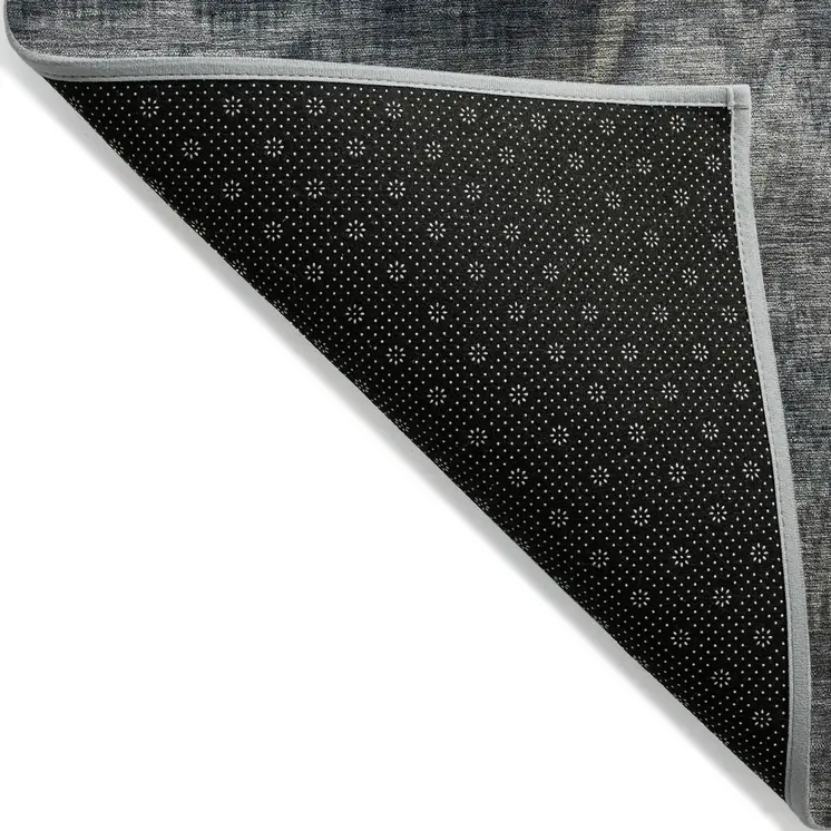 8' X 10' Gray And Silver Abstract Washable Indoor Outdoor Area Rug