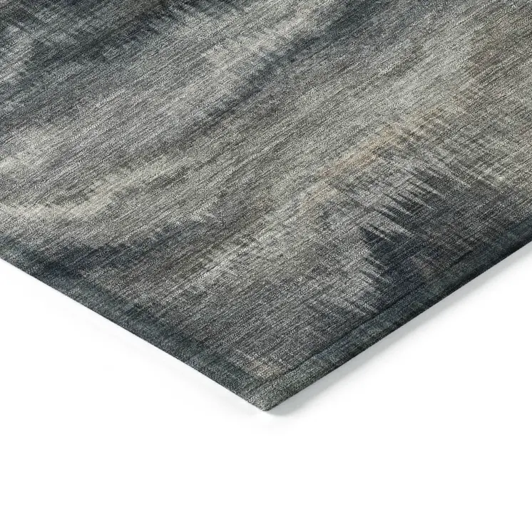 10' X 14' Gray And Silver Abstract Washable Indoor Outdoor Area Rug