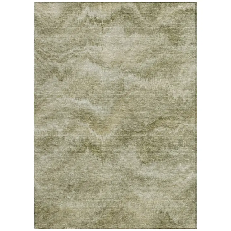 3' X 5' Sage And Ivory Abstract Washable Indoor Outdoor Area Rug