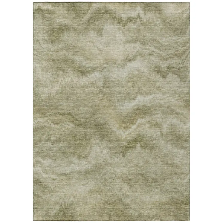3' X 5' Sage And Ivory Abstract Washable Indoor Outdoor Area Rug