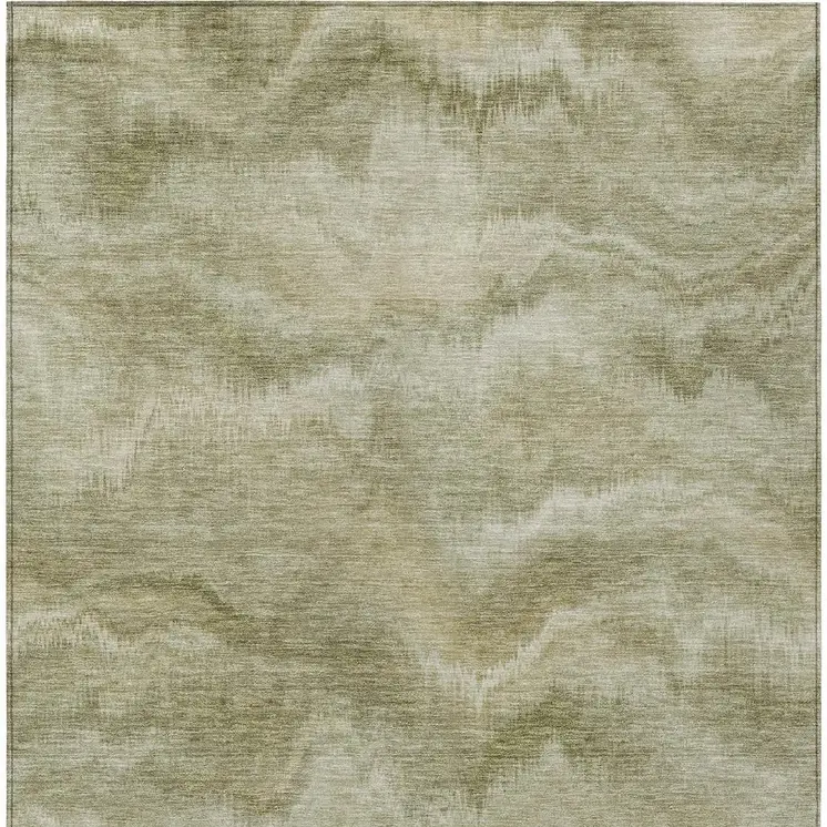 9' X 12' Sage And Ivory Abstract Washable Indoor Outdoor Area Rug