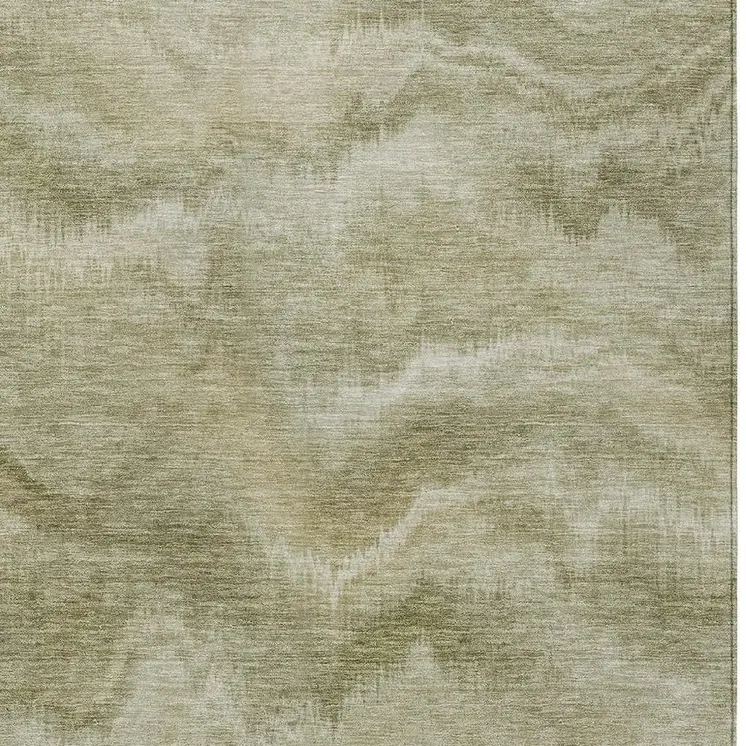 9' X 12' Sage And Ivory Abstract Washable Indoor Outdoor Area Rug