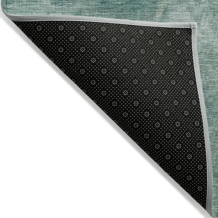 8' X 10' Teal Blue And Ivory Abstract Washable Indoor Outdoor Area Rug