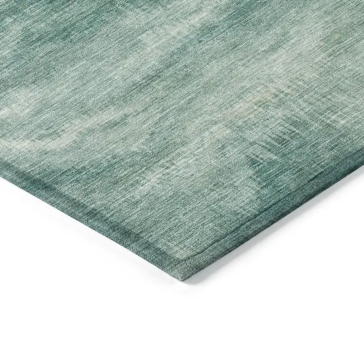 9' X 12' Teal Blue And Ivory Abstract Washable Indoor Outdoor Area Rug