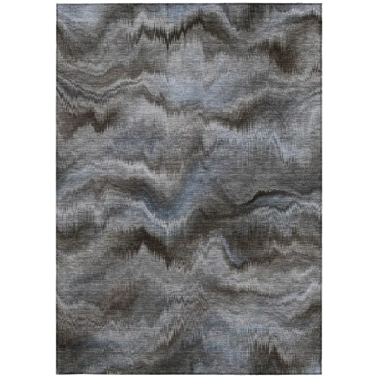 3' X 5' Taupe And Ivory Abstract Washable Indoor Outdoor Area Rug
