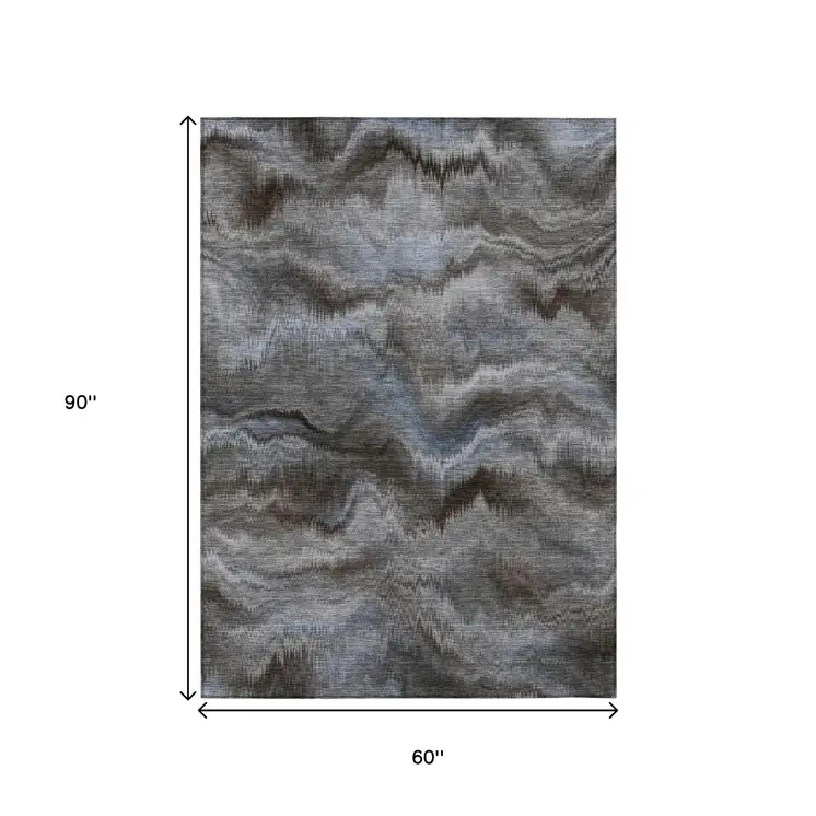 5' X 8' Taupe And Ivory Abstract Washable Indoor Outdoor Area Rug