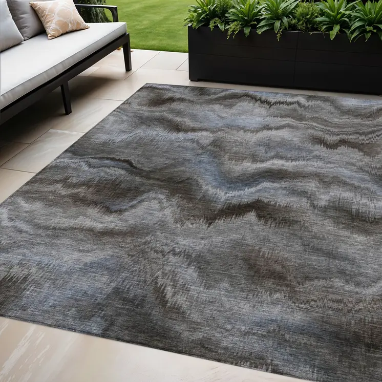 5' X 8' Taupe And Ivory Abstract Washable Indoor Outdoor Area Rug