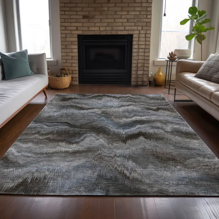 5' X 8' Taupe And Ivory Abstract Washable Indoor Outdoor Area Rug