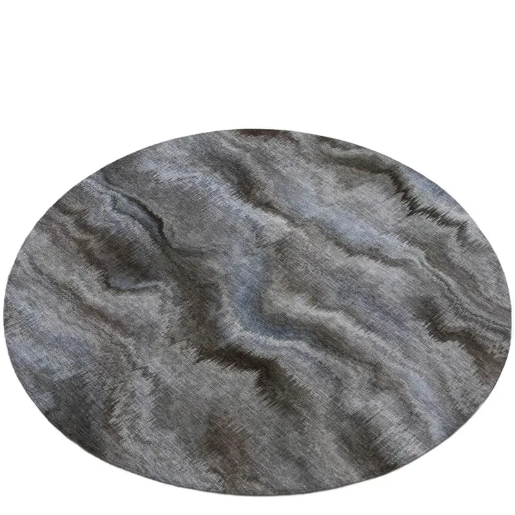 8' Taupe And Ivory Round Abstract Washable Indoor Outdoor Area Rug