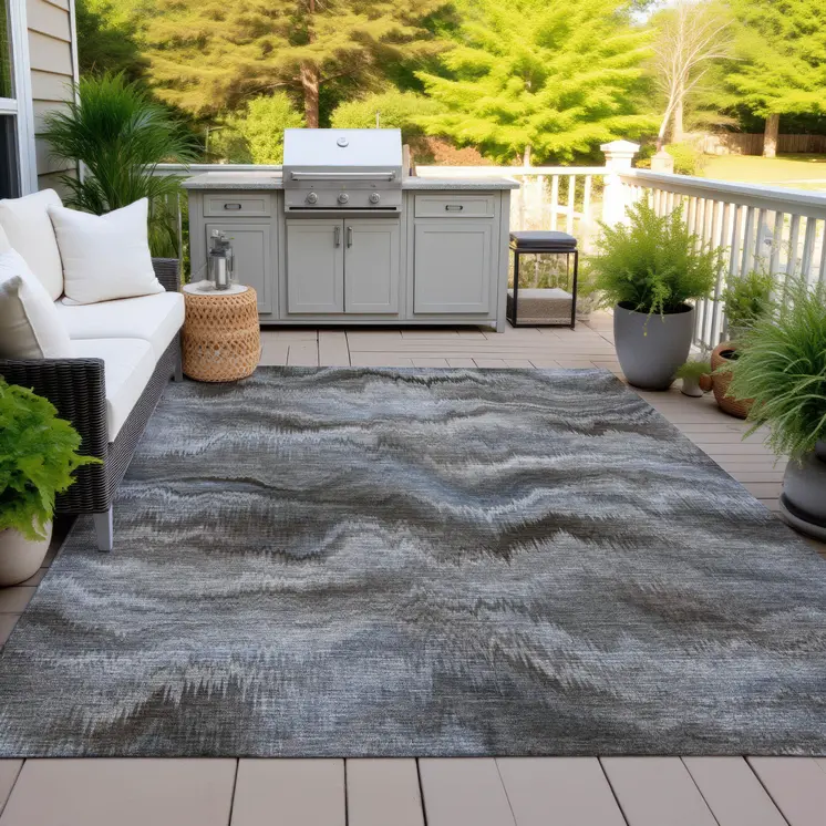 8' X 10' Taupe And Ivory Abstract Washable Indoor Outdoor Area Rug