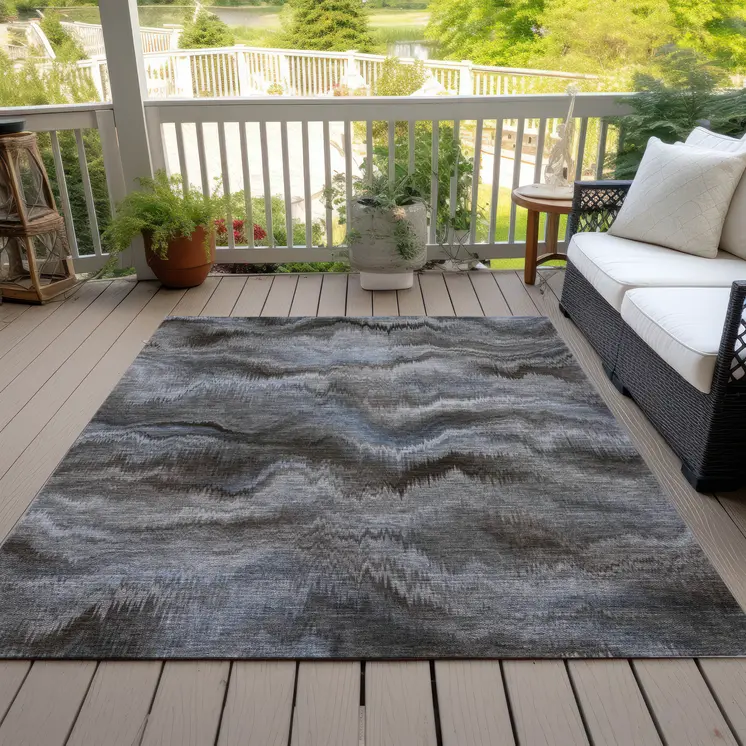 9' X 12' Taupe And Ivory Abstract Washable Indoor Outdoor Area Rug