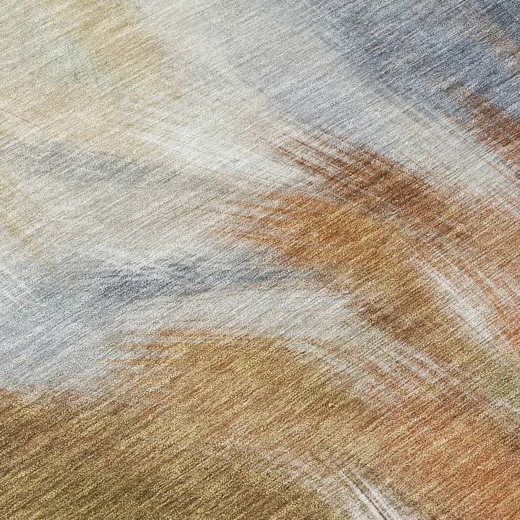 8' Beige And Copper Round Abstract Washable Indoor Outdoor Area Rug