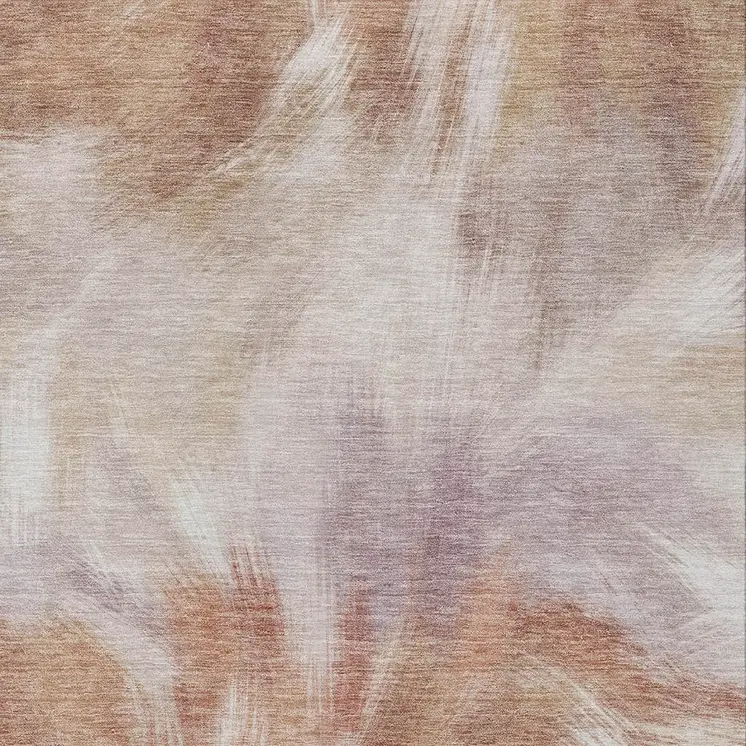 3' X 5' Copper And Ivory Abstract Washable Indoor Outdoor Area Rug