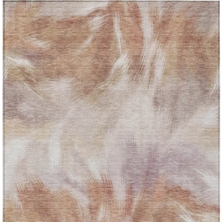 5' X 8' Copper And Ivory Abstract Washable Indoor Outdoor Area Rug