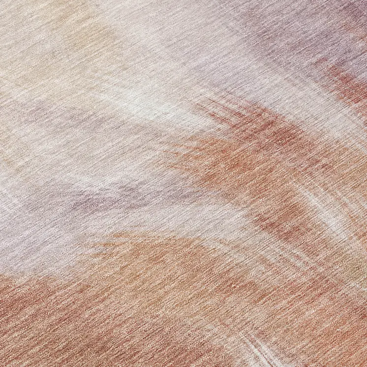 8' Copper And Ivory Round Abstract Washable Indoor Outdoor Area Rug