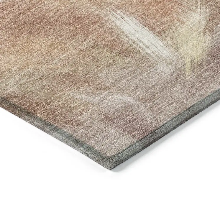 9' X 12' Copper And Ivory Abstract Washable Indoor Outdoor Area Rug