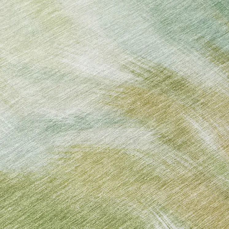 8' Green And Ivory Round Abstract Washable Indoor Outdoor Area Rug