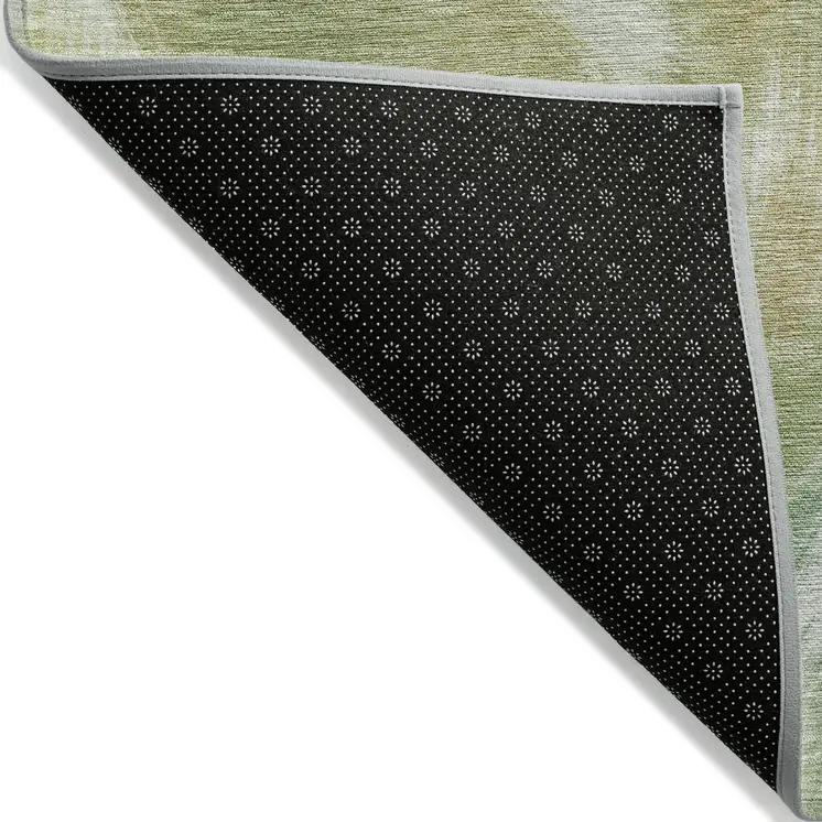 10' X 14' Green And Ivory Abstract Washable Indoor Outdoor Area Rug