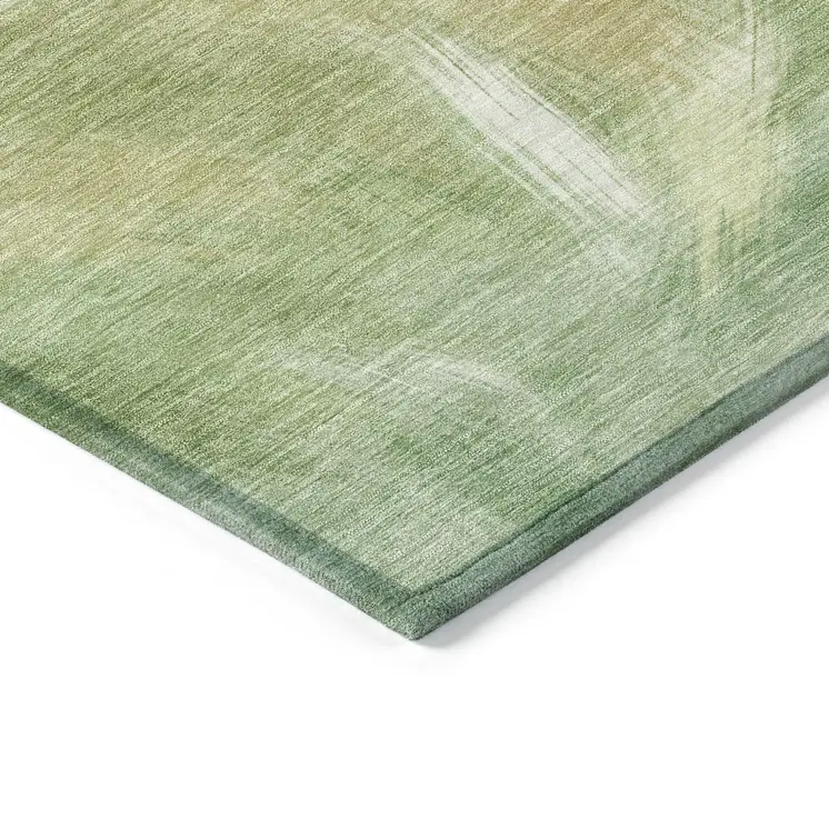 10' X 14' Green And Ivory Abstract Washable Indoor Outdoor Area Rug