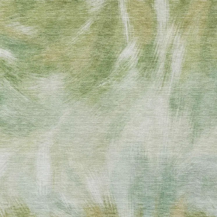 10' X 14' Green And Ivory Abstract Washable Indoor Outdoor Area Rug