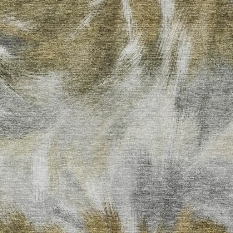 5' X 8' Pewter And Silver Abstract Washable Indoor Outdoor Area Rug