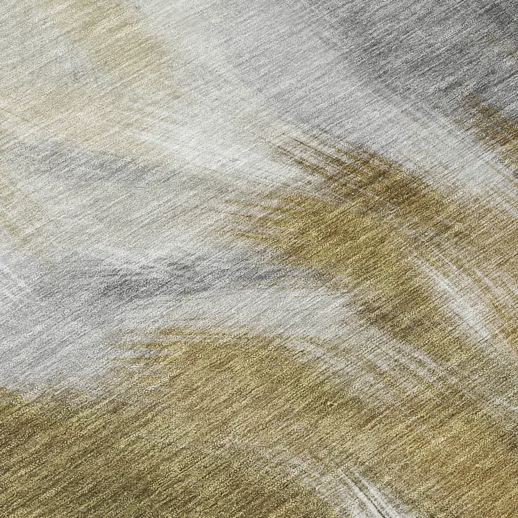 8' Pewter And Silver Round Abstract Washable Indoor Outdoor Area Rug