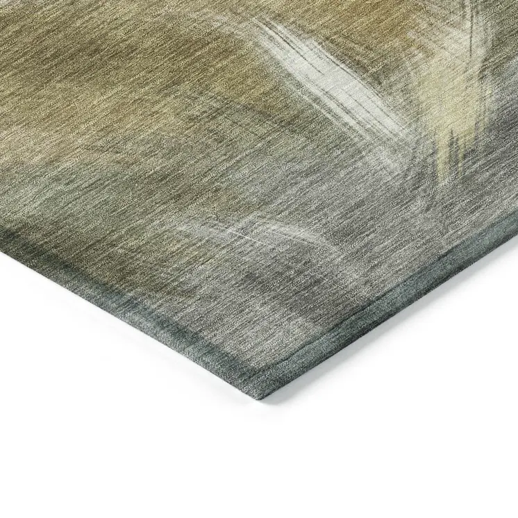 8' X 10' Pewter And Silver Abstract Washable Indoor Outdoor Area Rug