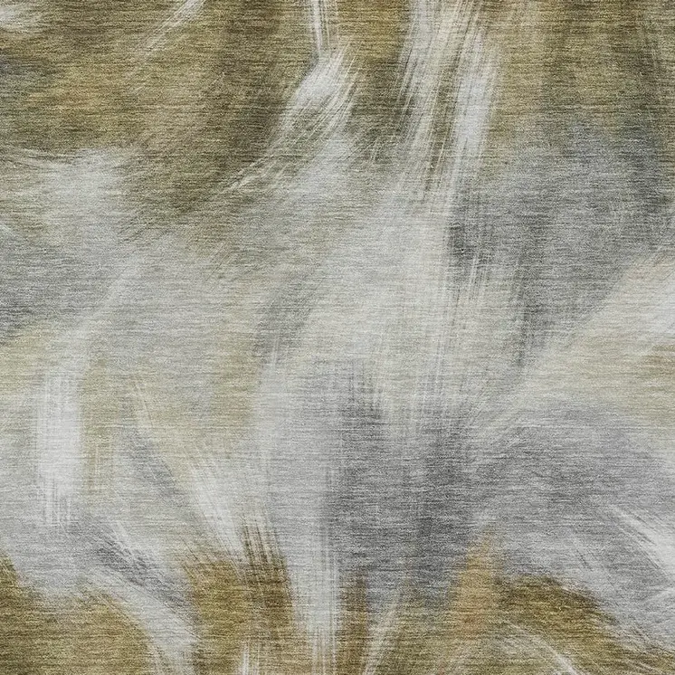 8' X 10' Pewter And Silver Abstract Washable Indoor Outdoor Area Rug