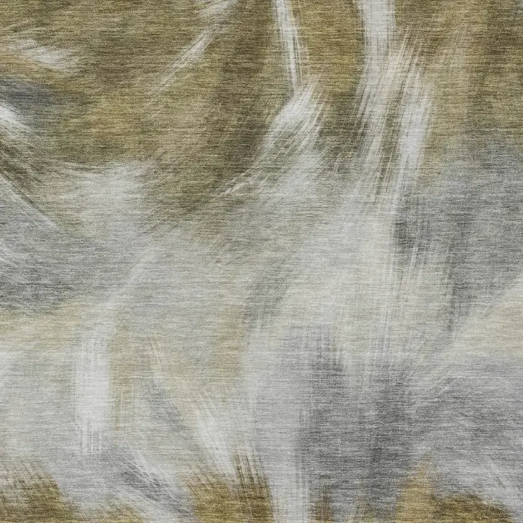 9' X 12' Pewter And Silver Abstract Washable Indoor Outdoor Area Rug