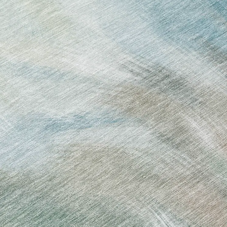 8' Sky Blue And Ivory Round Abstract Washable Indoor Outdoor Area Rug