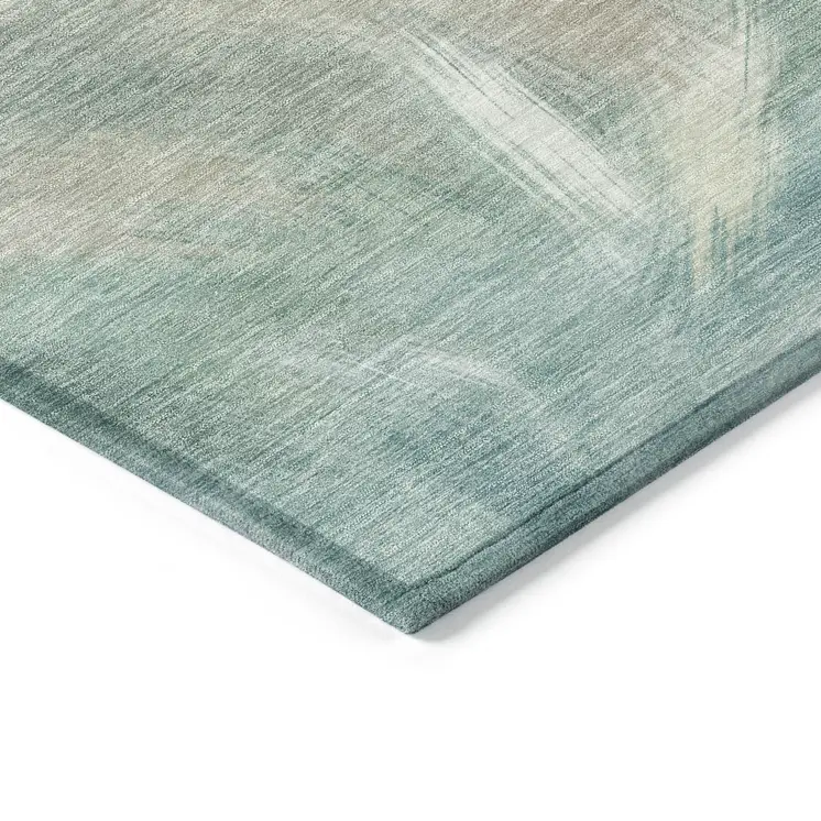 8' X 10' Sky Blue And Ivory Abstract Washable Indoor Outdoor Area Rug