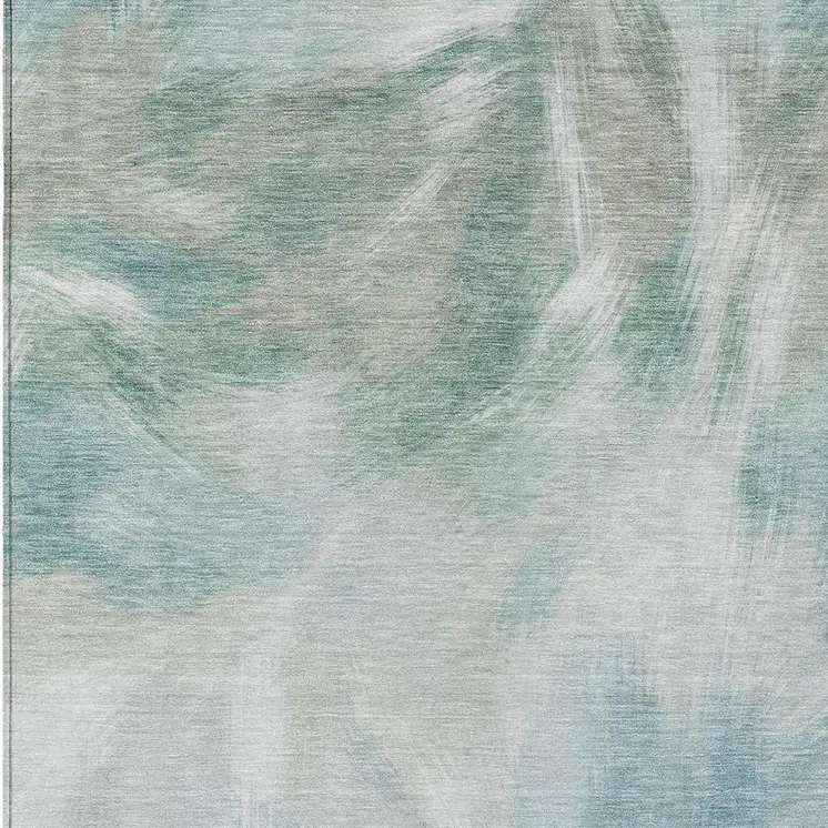 10' X 14' Sky Blue And Ivory Abstract Washable Indoor Outdoor Area Rug