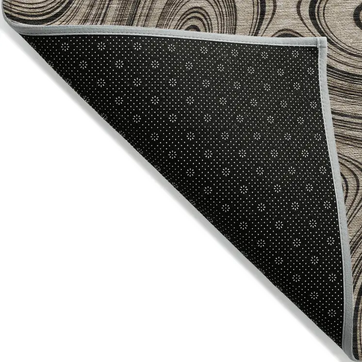 10' X 14' Beige And Charcoal Geometric Washable Indoor Outdoor Area Rug
