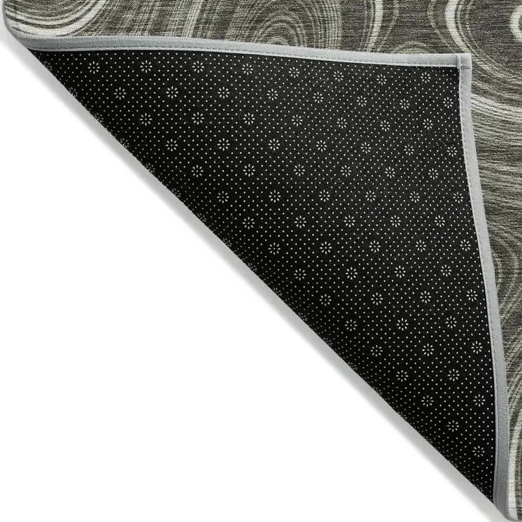 10' X 14' Gray And Ivory Geometric Washable Indoor Outdoor Area Rug