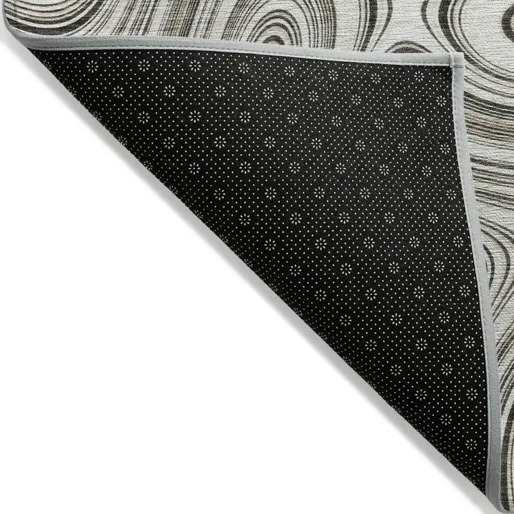 5' X 8' Ivory And Charcoal Geometric Washable Indoor Outdoor Area Rug