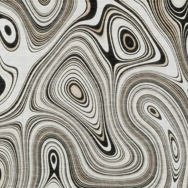 9' X 12' Ivory And Charcoal Geometric Washable Indoor Outdoor Area Rug