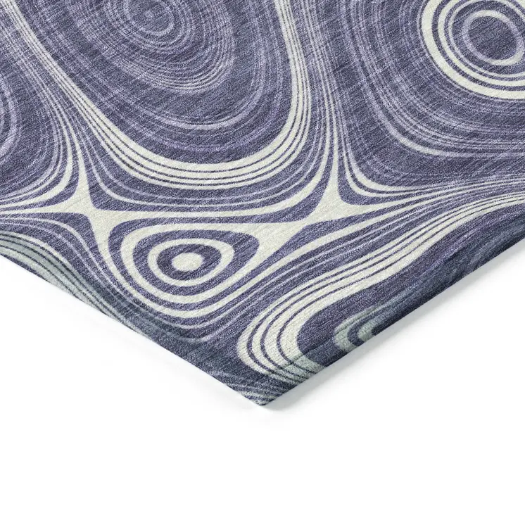 3' X 5' Plum And Ivory Geometric Washable Indoor Outdoor Area Rug
