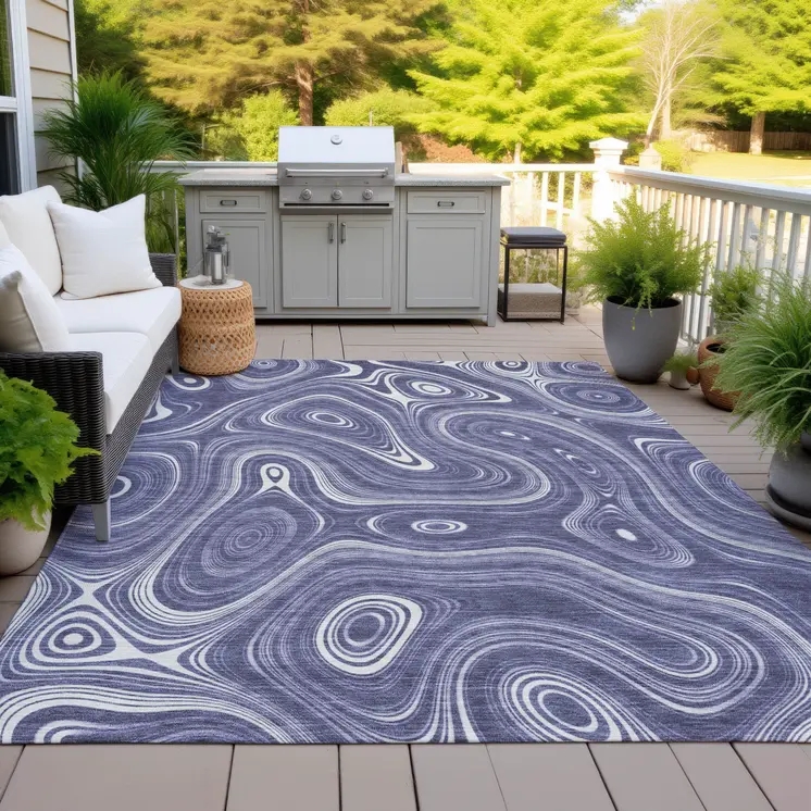 5' X 8' Plum And Ivory Geometric Washable Indoor Outdoor Area Rug