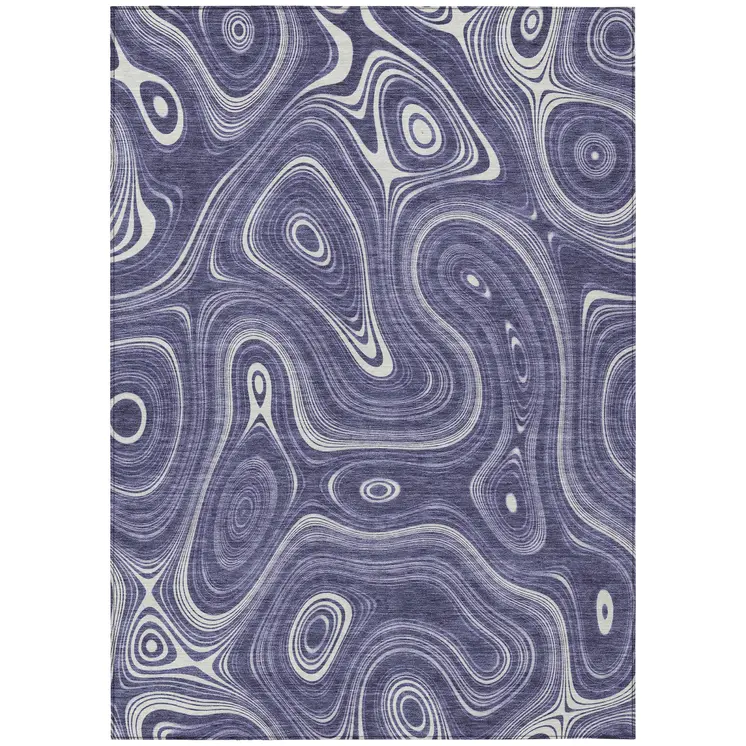 9' X 12' Plum And Ivory Geometric Washable Indoor Outdoor Area Rug
