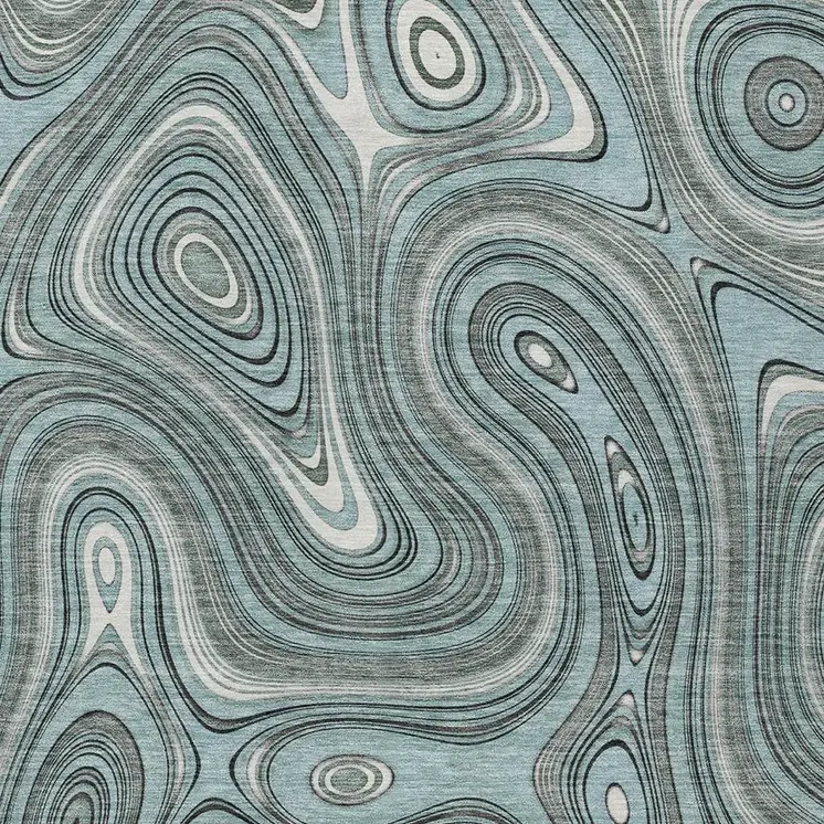 8' X 10' Sky Blue And Gray Geometric Washable Indoor Outdoor Area Rug