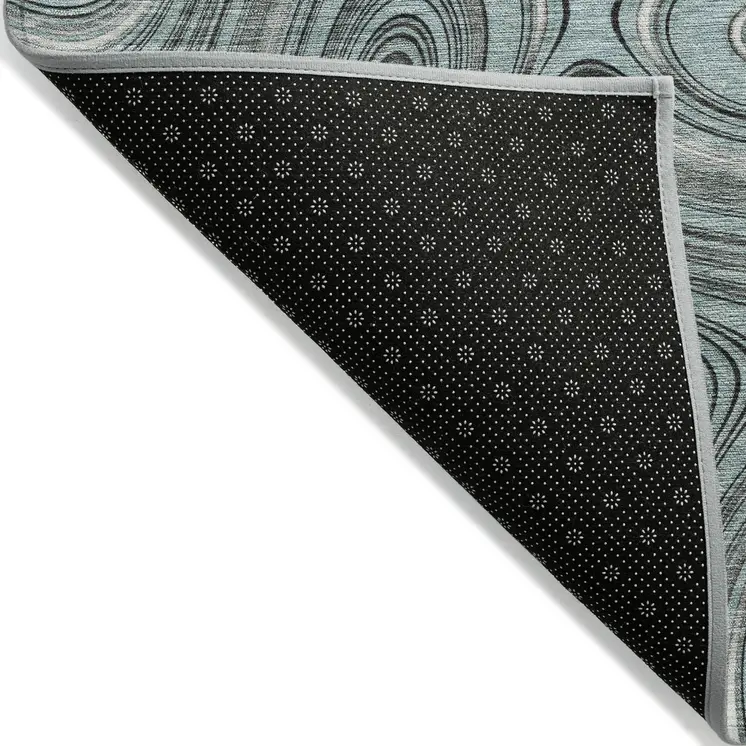 9' X 12' Sky Blue And Gray Geometric Washable Indoor Outdoor Area Rug