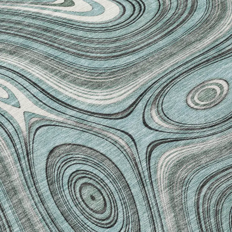 10' X 14' Sky Blue And Gray Geometric Washable Indoor Outdoor Area Rug