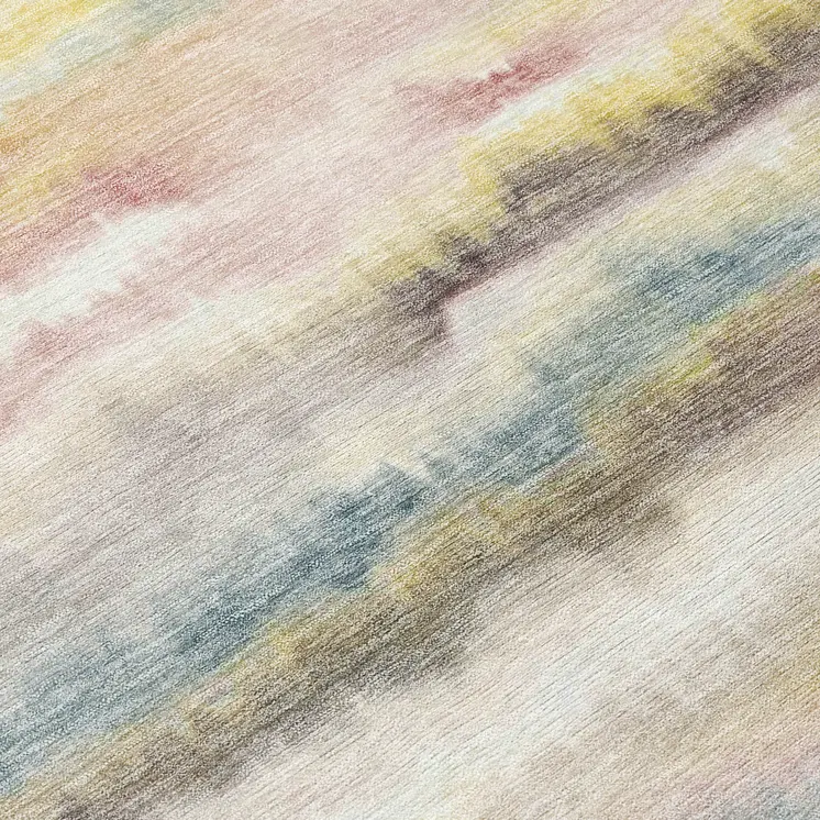3' X 5' Gold Gray And Ivory Striped Washable Indoor Outdoor Area Rug