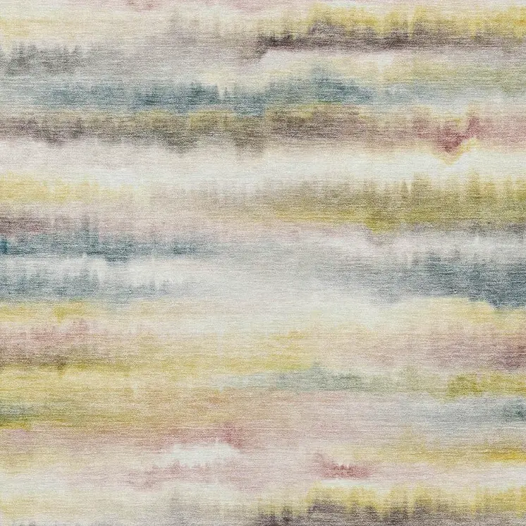5' X 8' Gold Gray And Ivory Striped Washable Indoor Outdoor Area Rug