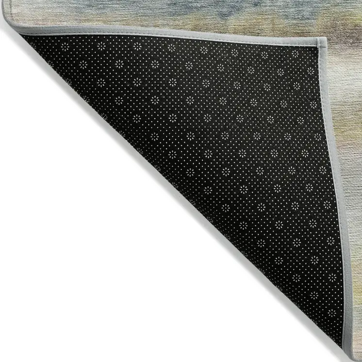 10' X 14' Gold Gray And Ivory Striped Washable Indoor Outdoor Area Rug