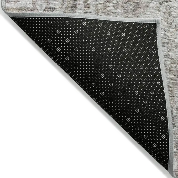 5' X 8' Taupe And Ivory Patchwork Washable Indoor Outdoor Area Rug