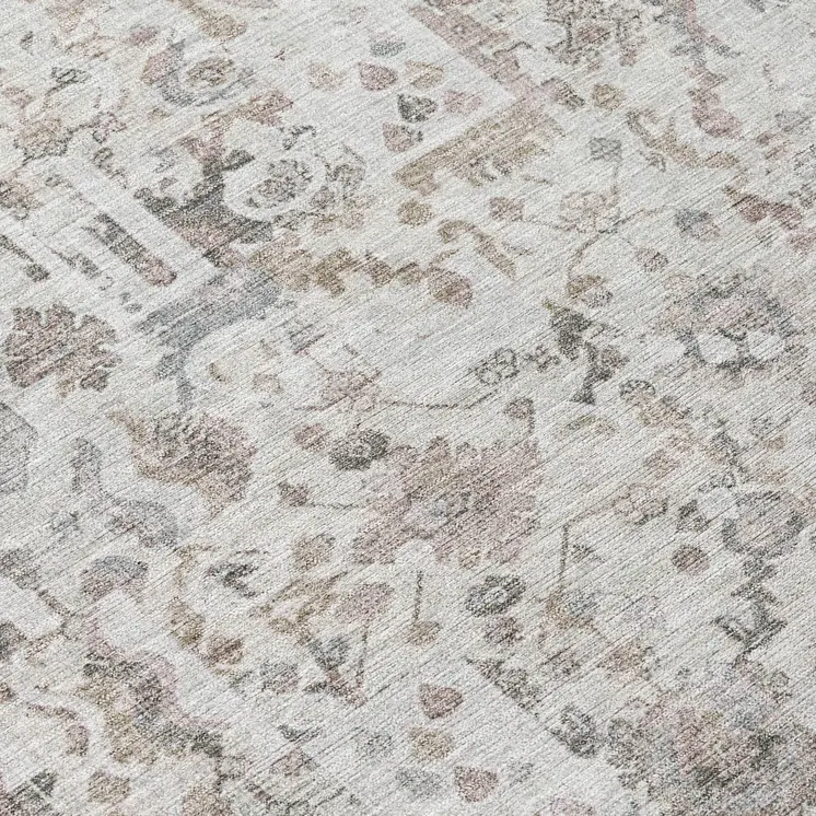 8' Taupe And Ivory Round Patchwork Washable Indoor Outdoor Area Rug