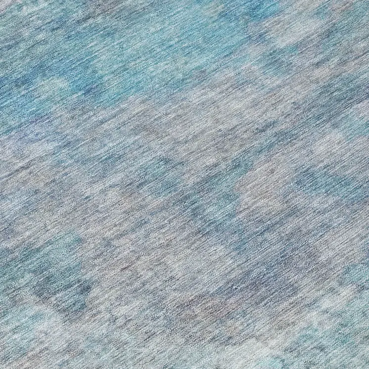 8' Aqua And Beige Round Abstract Washable Indoor Outdoor Area Rug